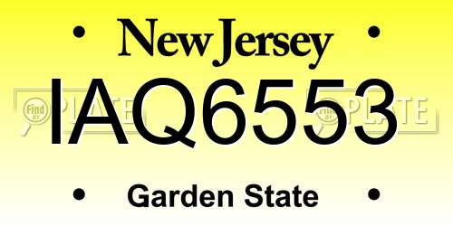 IAQ6553 New Jersey License Plate
