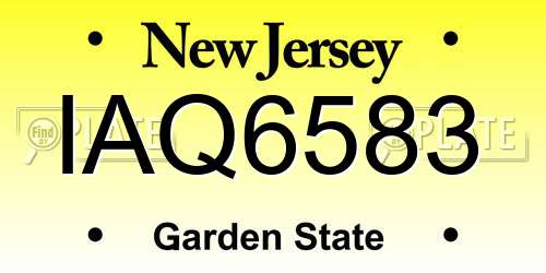IAQ6583 New Jersey License Plate