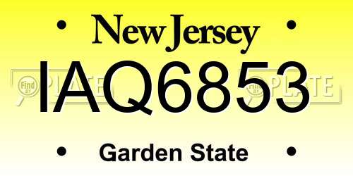 IAQ6853 New Jersey License Plate