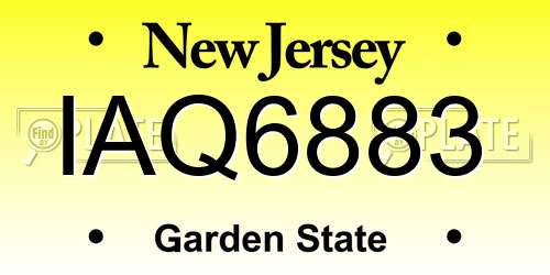 IAQ6883 New Jersey License Plate