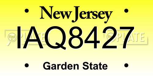 IAQ8427 New Jersey License Plate