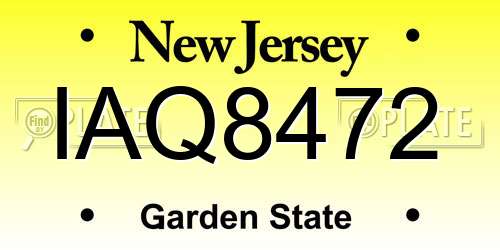 IAQ8472 New Jersey License Plate