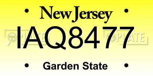 IAQ8477 New Jersey License Plate