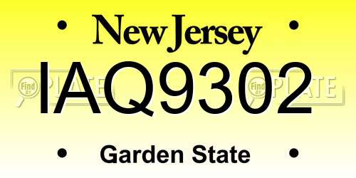 IAQ9302 New Jersey License Plate
