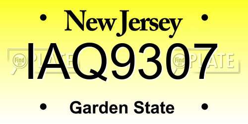IAQ9307 New Jersey License Plate