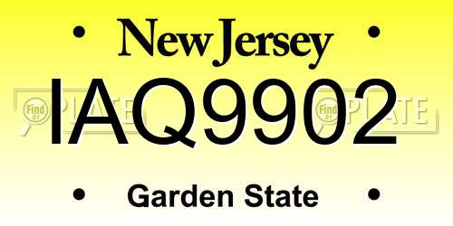 IAQ9902 New Jersey License Plate