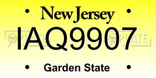 IAQ9907 New Jersey License Plate