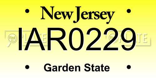 IAR0229 New Jersey License Plate