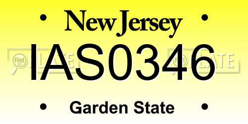 IAS0346 New Jersey License Plate