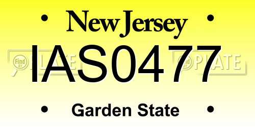IAS0477 New Jersey License Plate