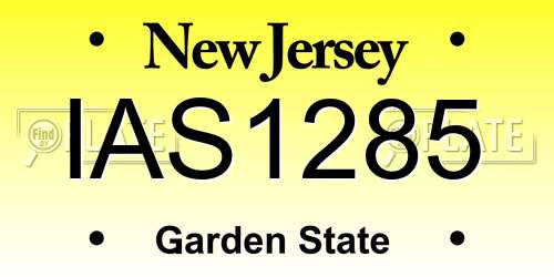 IAS1285 New Jersey License Plate