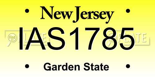 IAS1785 New Jersey License Plate