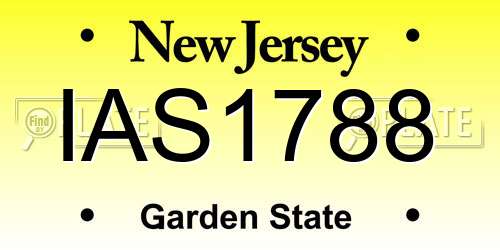 IAS1788 New Jersey License Plate