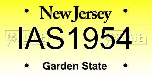 IAS1954 New Jersey License Plate