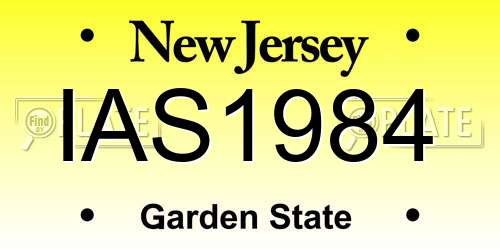 IAS1984 New Jersey License Plate