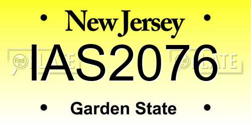 IAS2076 New Jersey License Plate