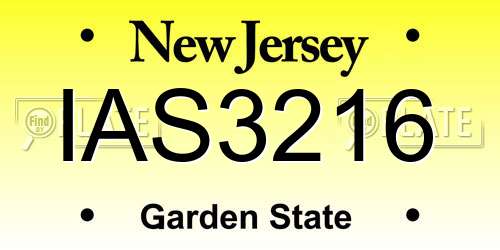 IAS3216 New Jersey License Plate