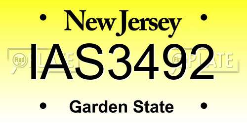 IAS3492 New Jersey License Plate
