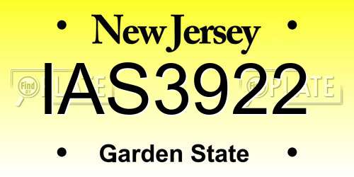 IAS3922 New Jersey License Plate
