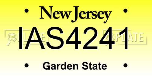 IAS4241 New Jersey License Plate