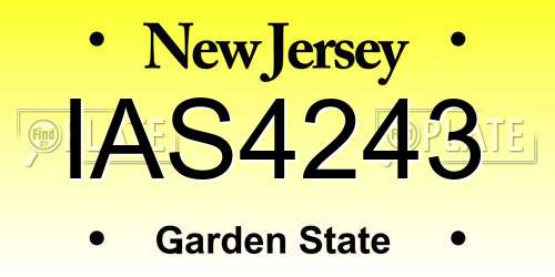 IAS4243 New Jersey License Plate