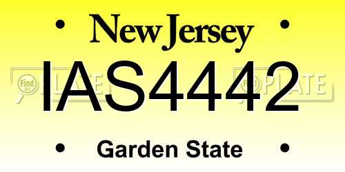 IAS4442 New Jersey License Plate