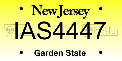IAS4447 New Jersey License Plate