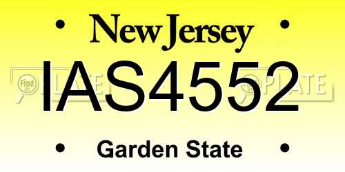 IAS4552 New Jersey License Plate