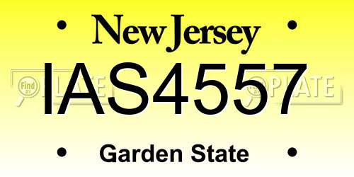IAS4557 New Jersey License Plate