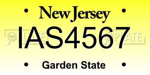 IAS4567 New Jersey License Plate