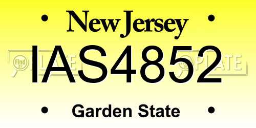 IAS4852 New Jersey License Plate