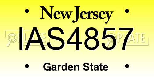 IAS4857 New Jersey License Plate
