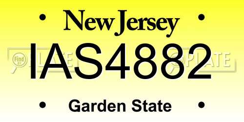 IAS4882 New Jersey License Plate
