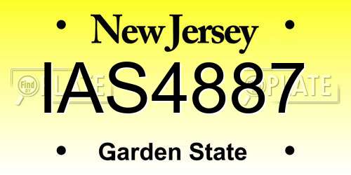 IAS4887 New Jersey License Plate