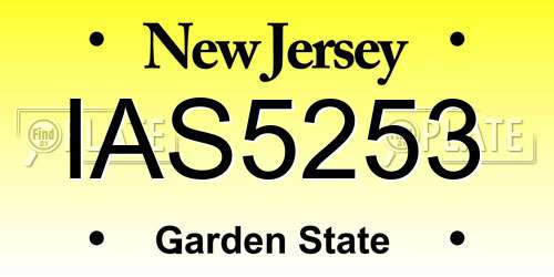 IAS5253 New Jersey License Plate