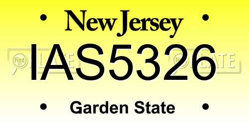 IAS5326 New Jersey License Plate