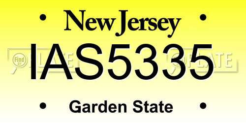IAS5335 New Jersey License Plate