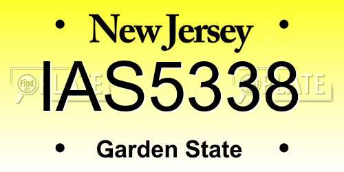 IAS5338 New Jersey License Plate
