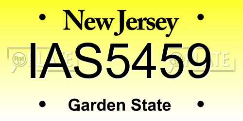 IAS5459 New Jersey License Plate
