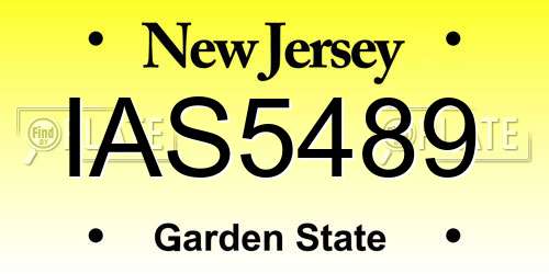IAS5489 New Jersey License Plate