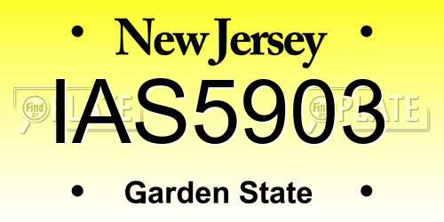 IAS5903 New Jersey License Plate
