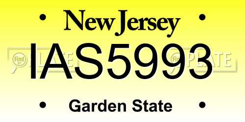 IAS5993 New Jersey License Plate