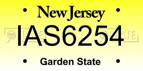 IAS6254 New Jersey License Plate