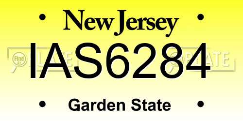 IAS6284 New Jersey License Plate