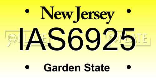 IAS6925 New Jersey License Plate