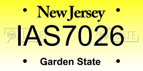 IAS7026 New Jersey License Plate