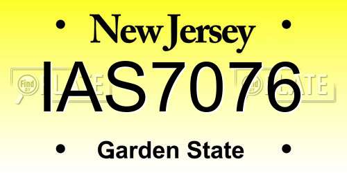 IAS7076 New Jersey License Plate