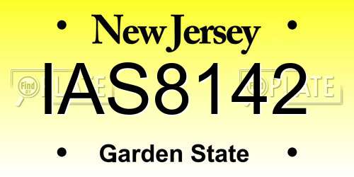 IAS8142 New Jersey License Plate