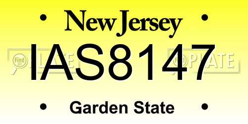 IAS8147 New Jersey License Plate