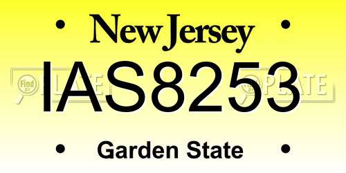 IAS8253 New Jersey License Plate